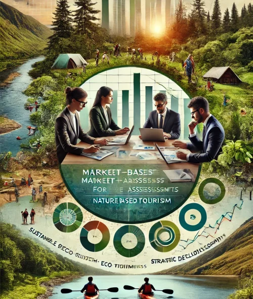 DALL·E 2025-03-25 13.02.45 - A professional portrait-style image for 'Market-Based Assessments for Nature-Based Tourism'. The image showcases a balance between nature and tourism