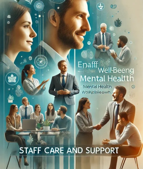DALL·E 2025-03-25 13.04.44 - A professional portrait-style image for 'Staff Care and Support'. The image conveys a positive and supportive workplace environment. At the bottom, a